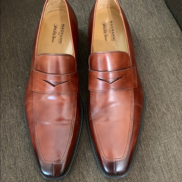 Magnanni Cognac Leather Slip-Ons - Picture 1 of 9